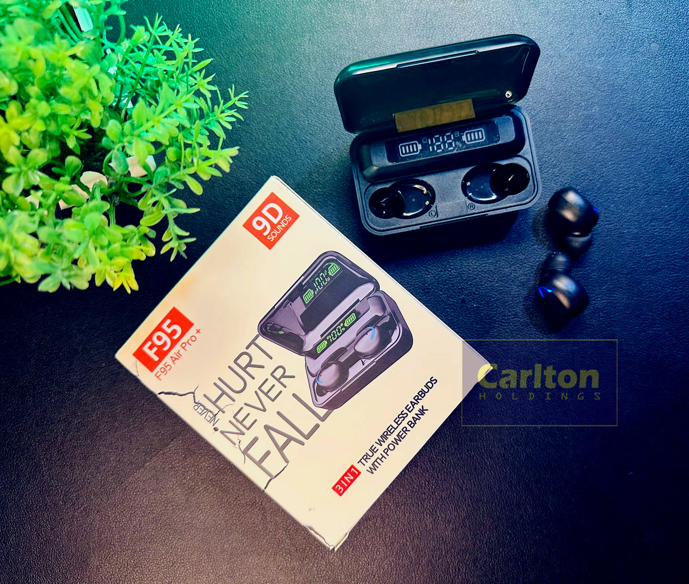 F95 AIR PRO PLUS - 2025 Power bank + Earbuds + Phone Stand 3 in 1 Head set 9D Bass sounds