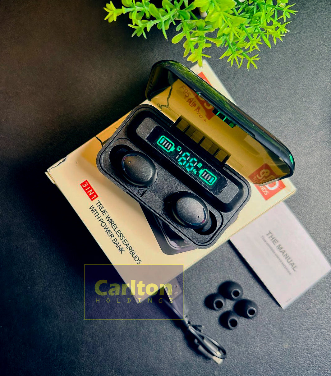 F95 AIR PRO PLUS - 2025 Power bank + Earbuds + Phone Stand 3 in 1 Head set 9D Bass sounds