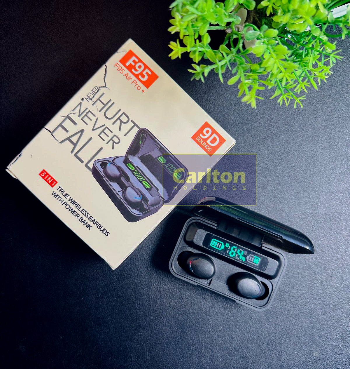 F95 AIR PRO PLUS - 2025 Power bank + Earbuds + Phone Stand 3 in 1 Head set 9D Bass sounds