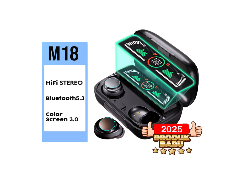 M18 - 2025 9D Bass sounds earbuds with power bank